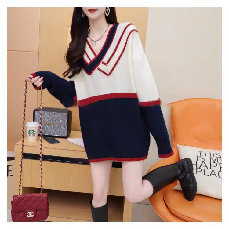 【tops】配色切り替えニットセーター　M29174