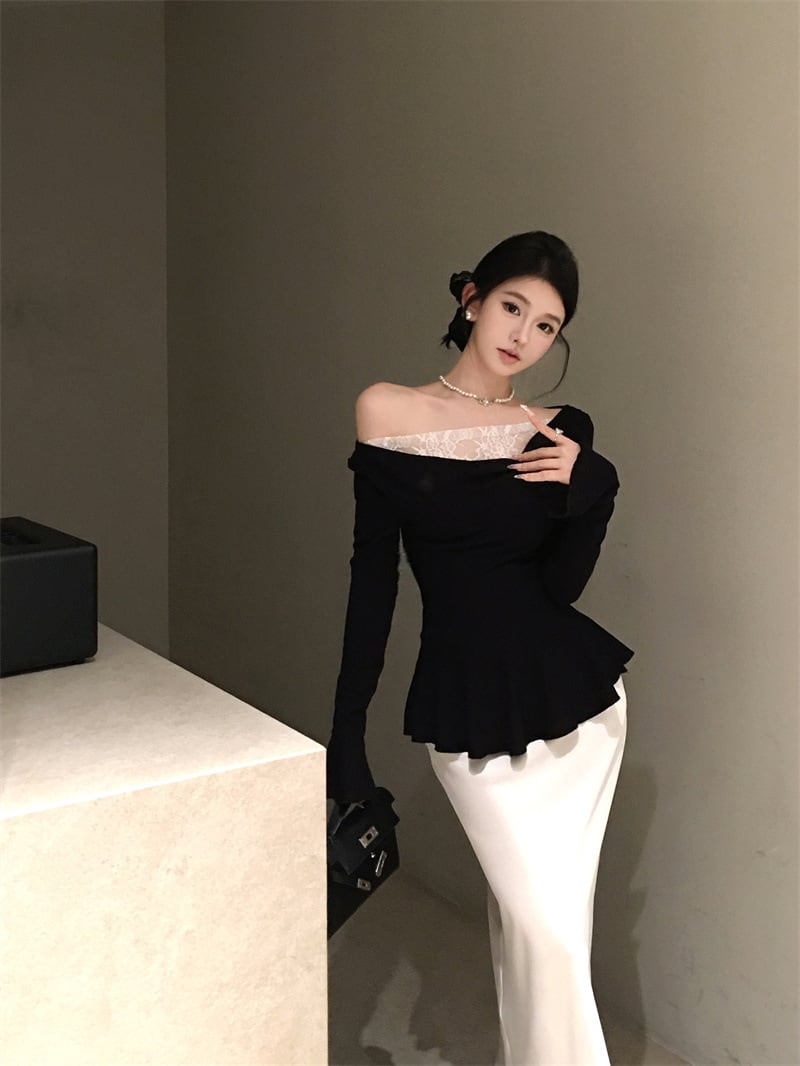 【tops】レースドッキングフリルトップス　M28869