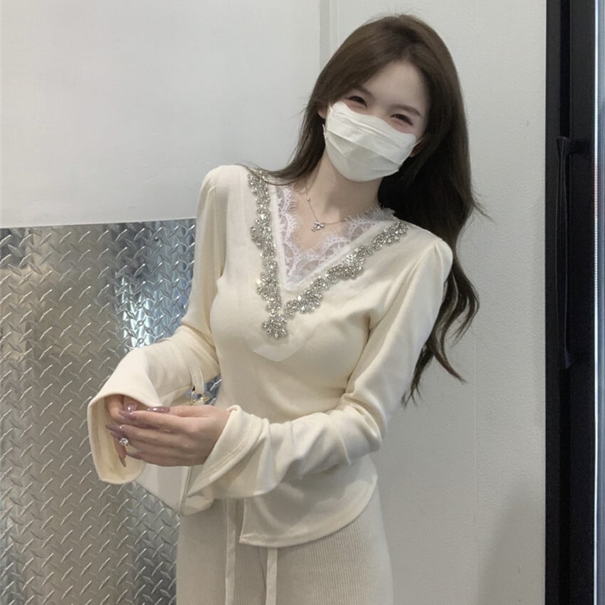 【tops】レース切り替えトップス　M29453