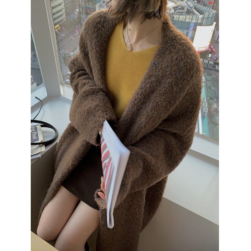 【outer】フード付きニットカーデ　M19012