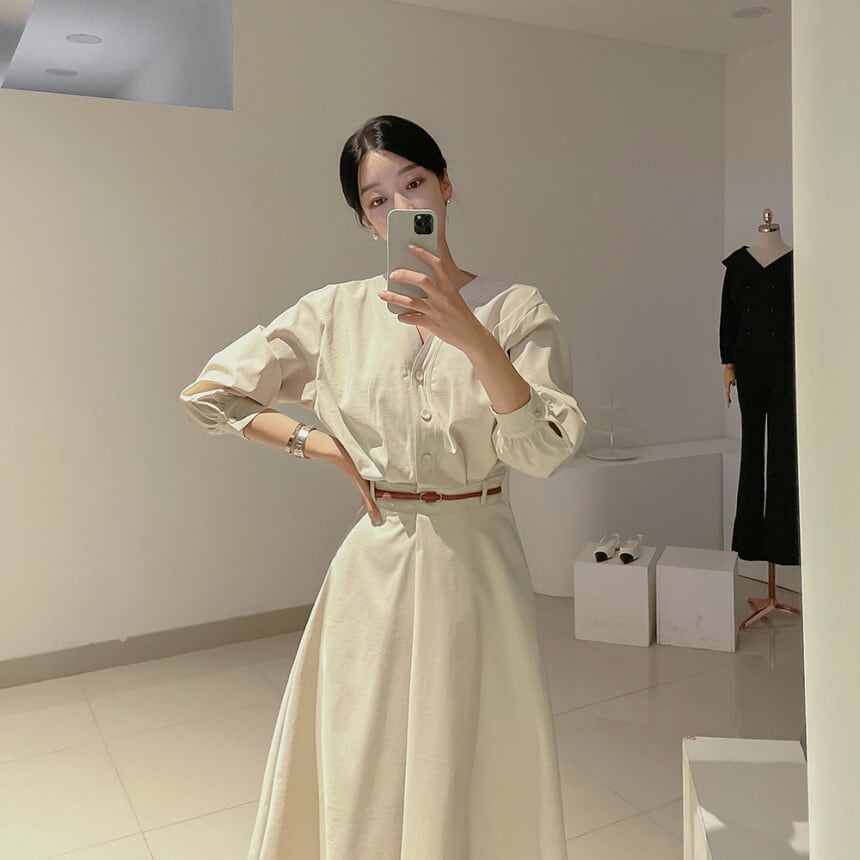【dress】OL、通勤ワンピースベルト付き　M29620