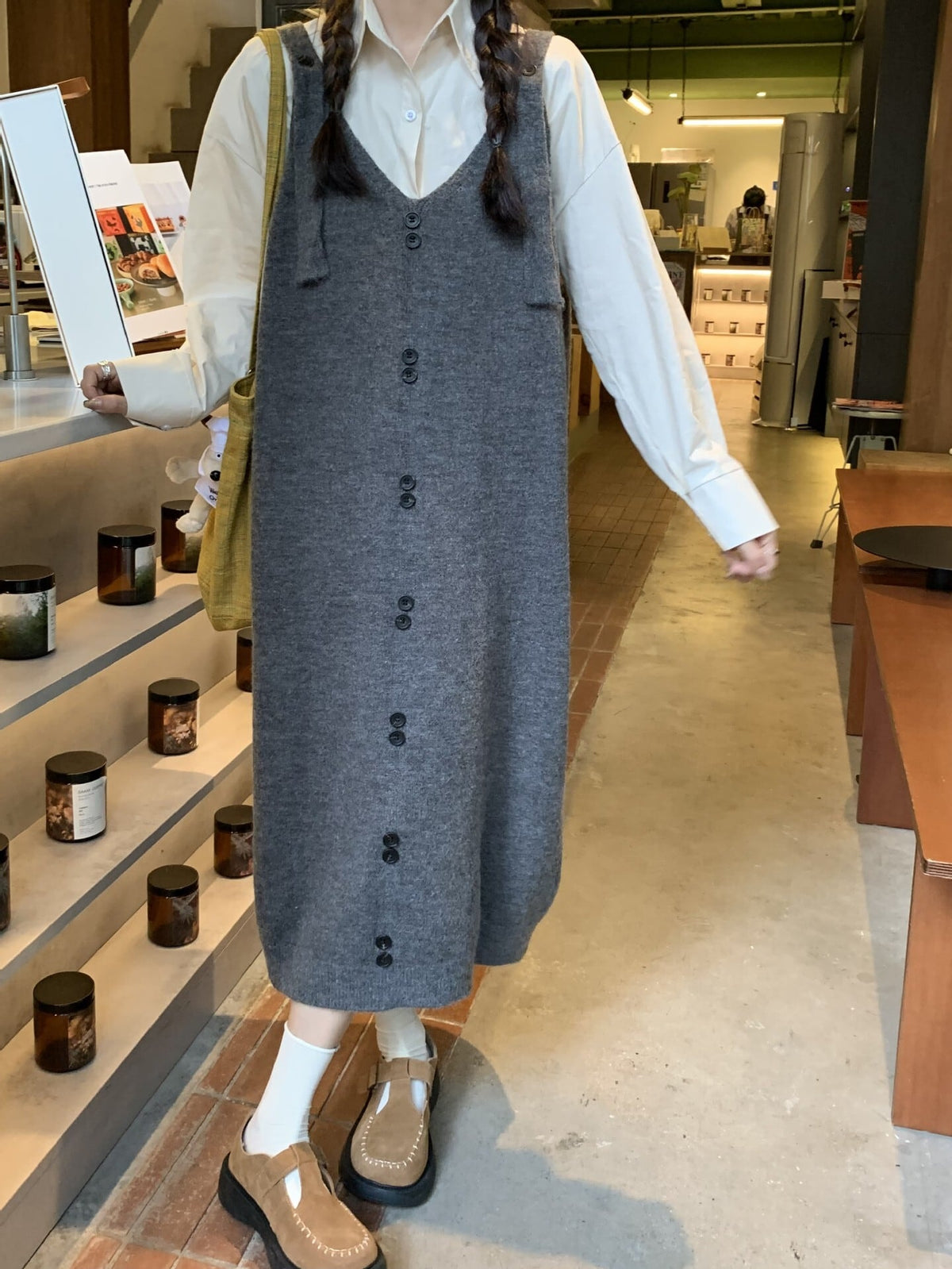 【dress】ボタンデザインベストワンピース　N2711
