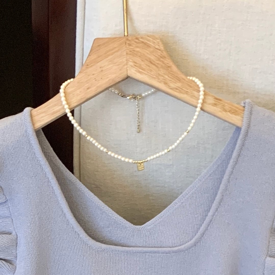 【tops】5色フレンチスリーブニットＴシャツF7442