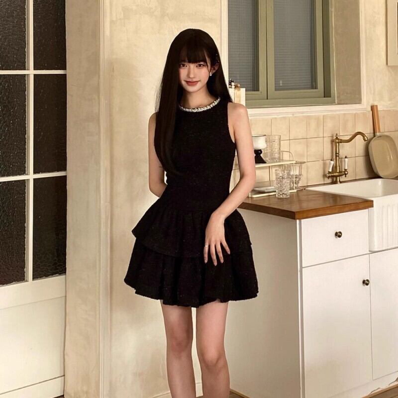 【dress】ビジューノースリーブワンピース　M30040