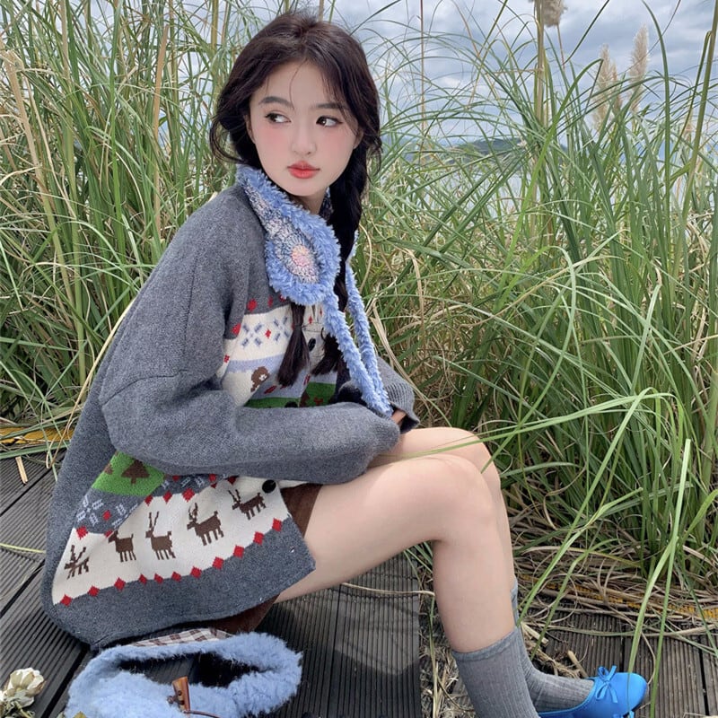 【outer】クルーネックニットカーデ　M27116