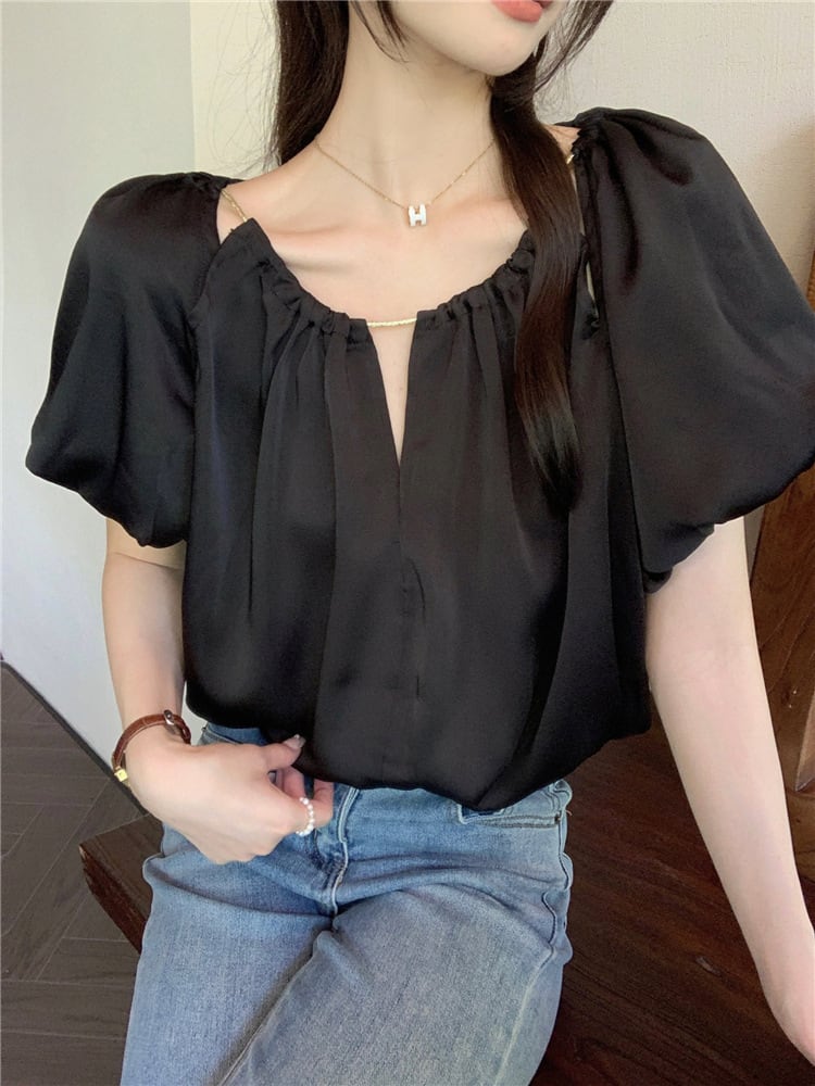 【tops】パフスリーブトップス　M25141
