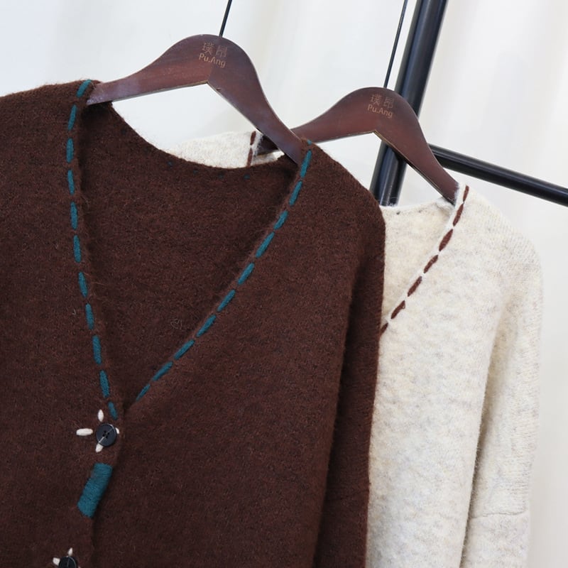 【outer】Vネックニットカーデ　M25377