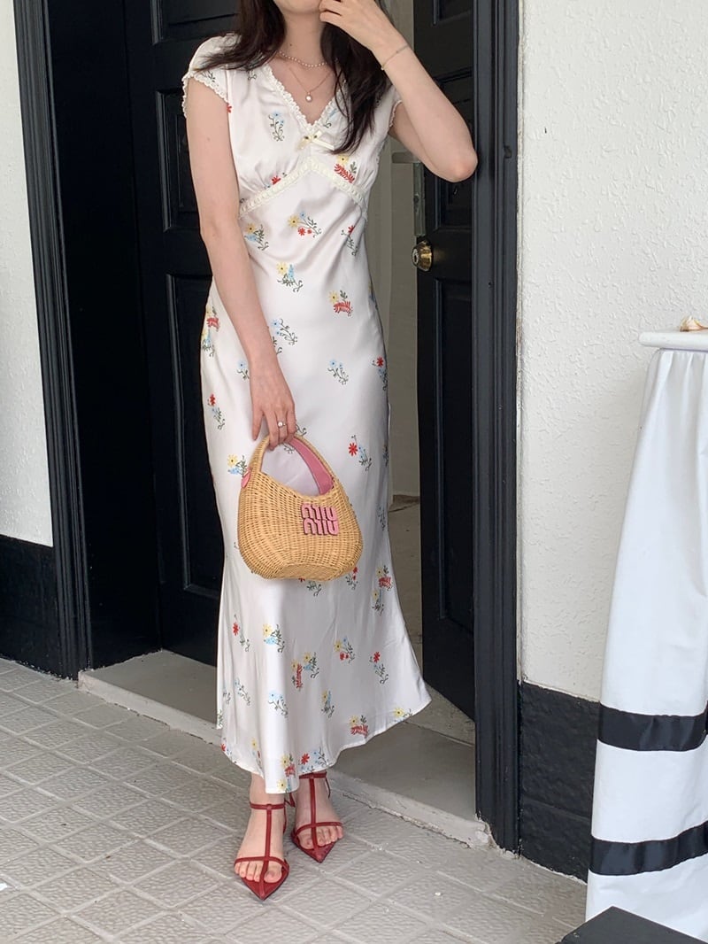 【dress】Vネックワンピース　M24468