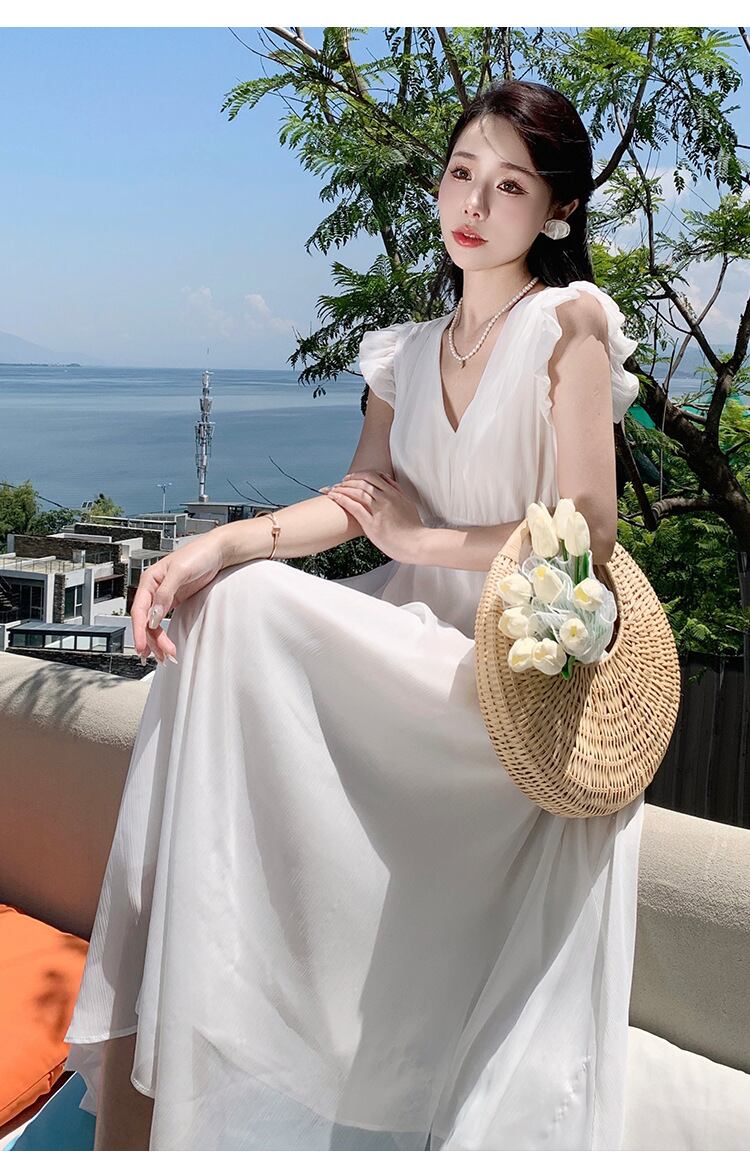 【dress】ギャザー海旅行ワンピース G20066