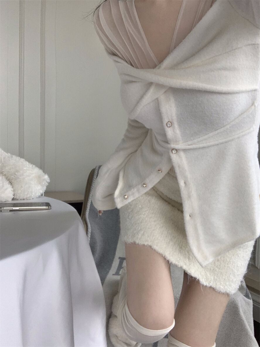 【tops】チュールドッキングニットトップス　M28439
