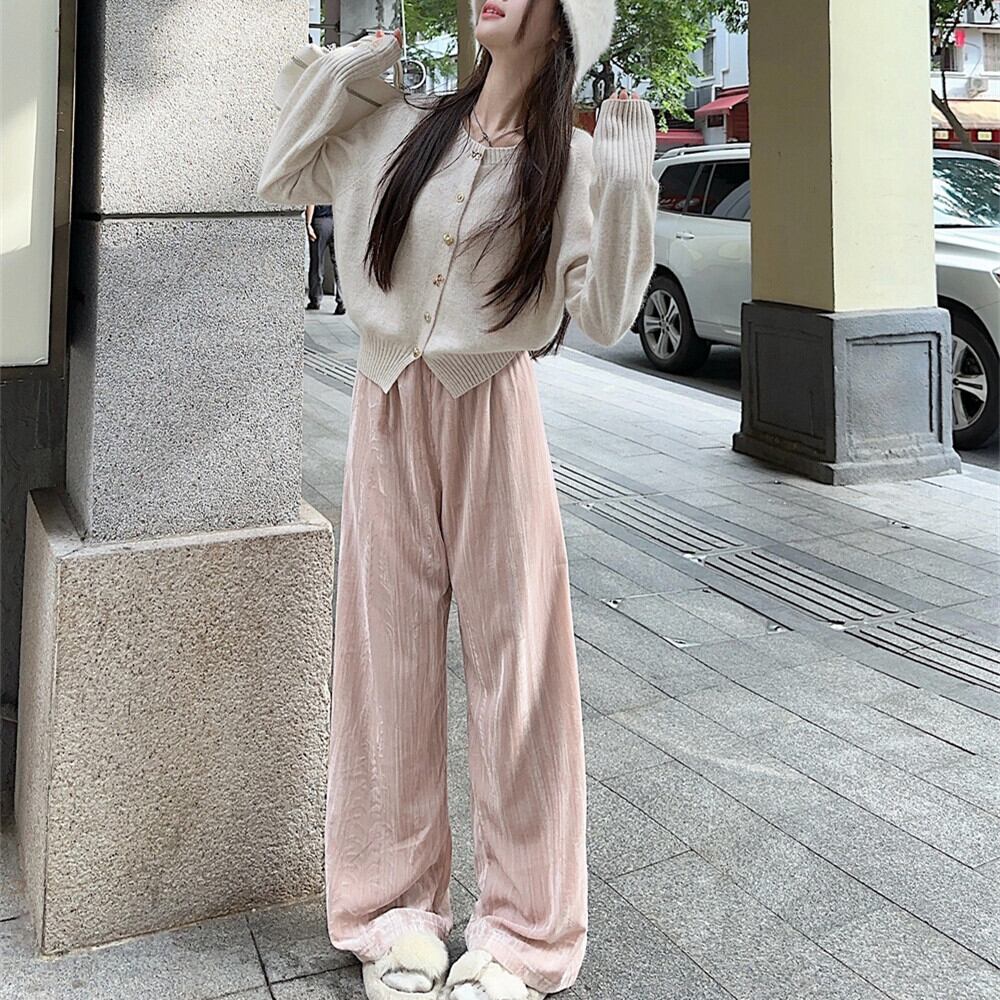【set】ニットカーデ×ワイドパンツセット　M27320