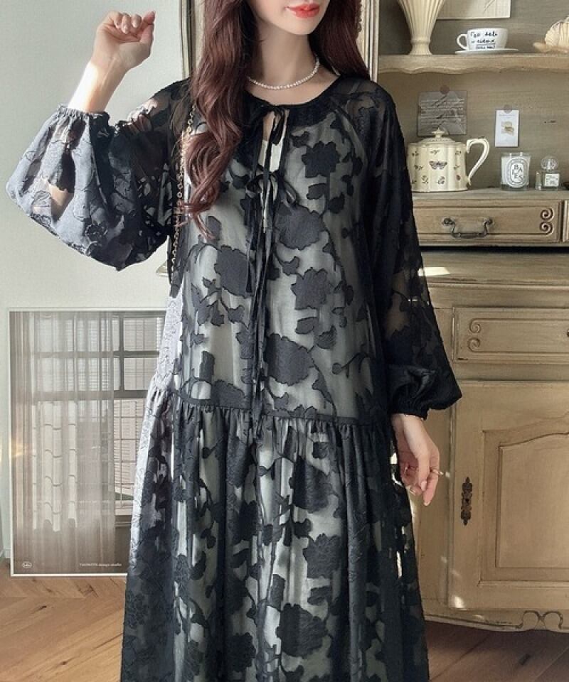 【dress】フリルランタンスリーブワンピース G20313