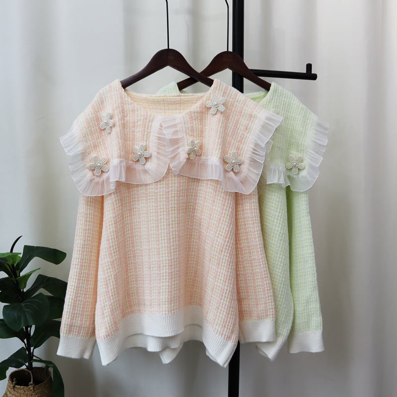 【tops】ドールカラーニットセーター　M25439