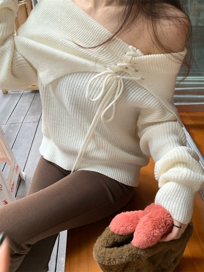 【tops】オフショルダーニットセーター　M28965