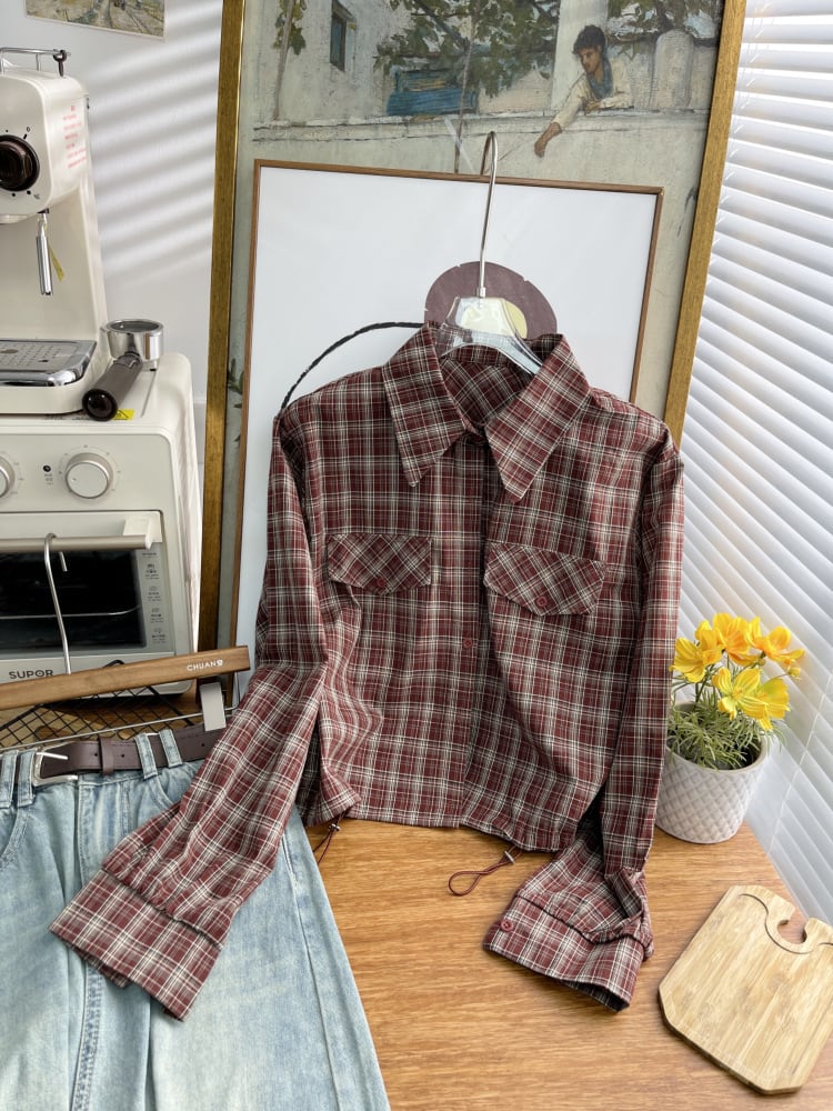 【tops】チェック柄シャツトップス　M25714