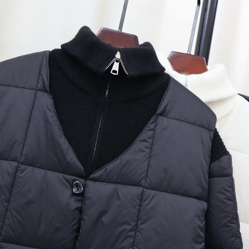 【set】棉ベスト×切り替えニットカーデセット　M27169