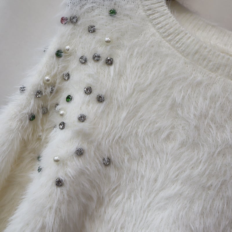 【tops】ビジューシャギーニットセーター　M26122