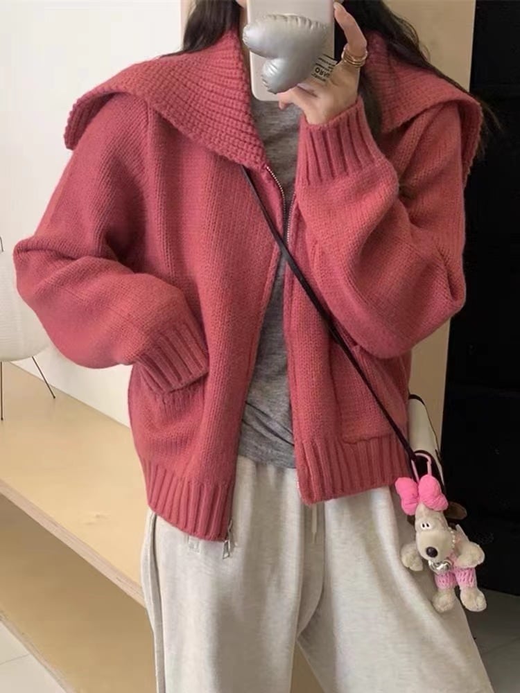 【outer】ファスナーニットカーデ　M27256