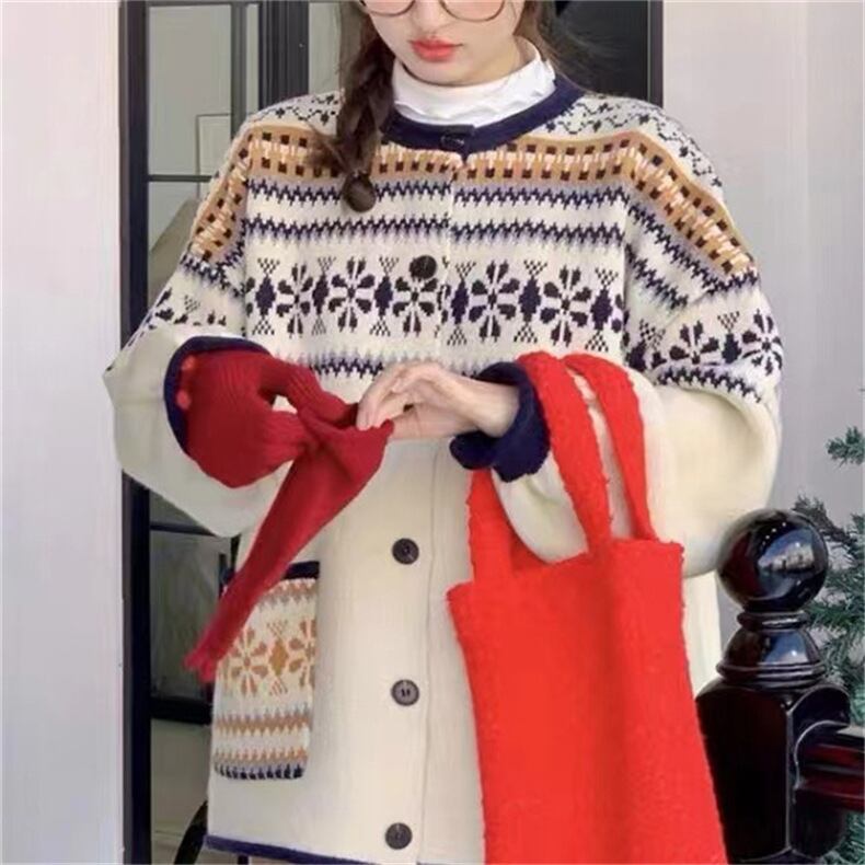 【outer】ジャカードニットカーデ　M27113