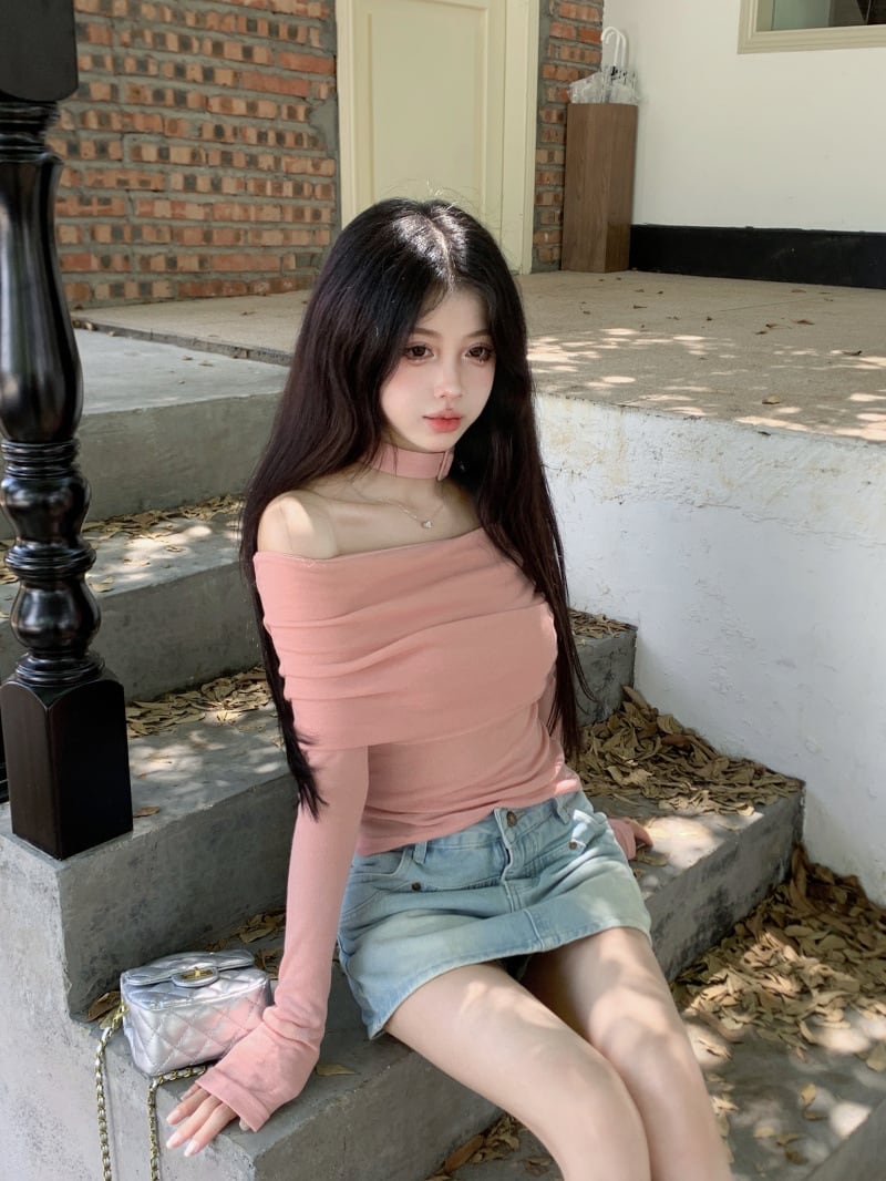 【tops】オフショルダーニットトップス　M28638