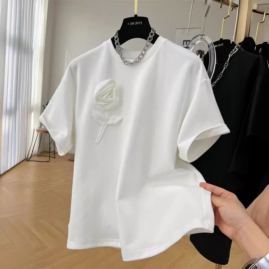 【tops】2色ラウンドネック半袖ＴシャツF7357