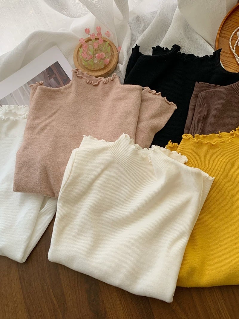 【tops】フリルニットトップス　M27210
