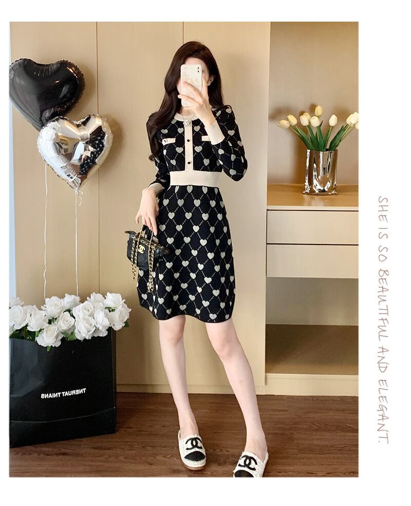 【dress】ジャカードニットワンピース　M28358