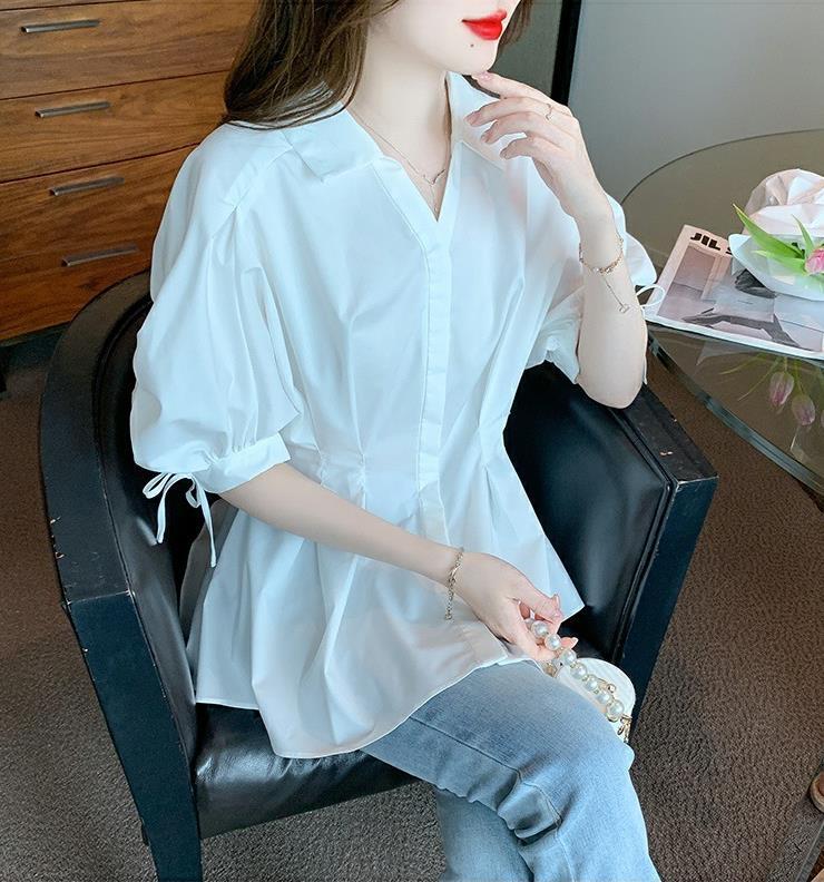 【tops】ランタンスリーブギャザーブラウスF7503