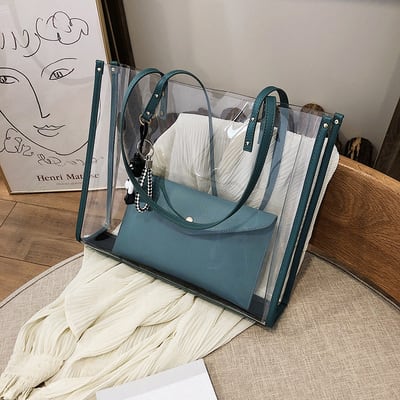 【小物】ins質感のいい  ファッションカジュアル定番無地 大容量 クリアバッグ