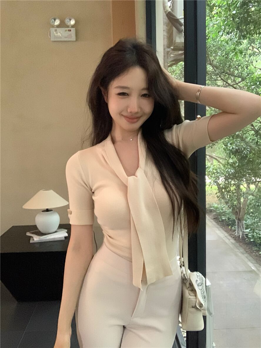 【tops】Vネック体型カバーTシャツG21336