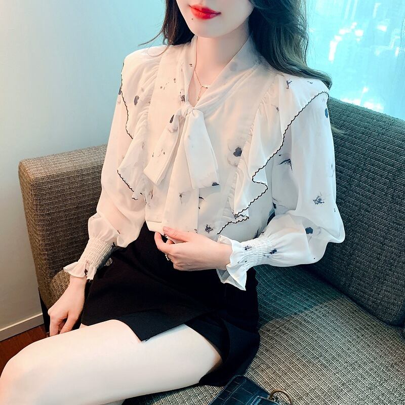 【tops】リボン付きシャツトップス　M18477