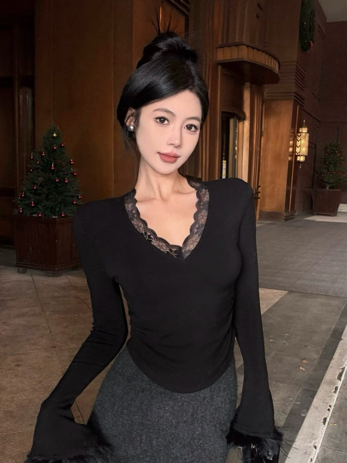 【tops】レースドッキングトップス　M28145