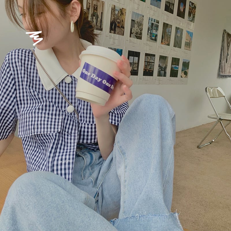 【tops】チェック柄シャツトップス　M25316