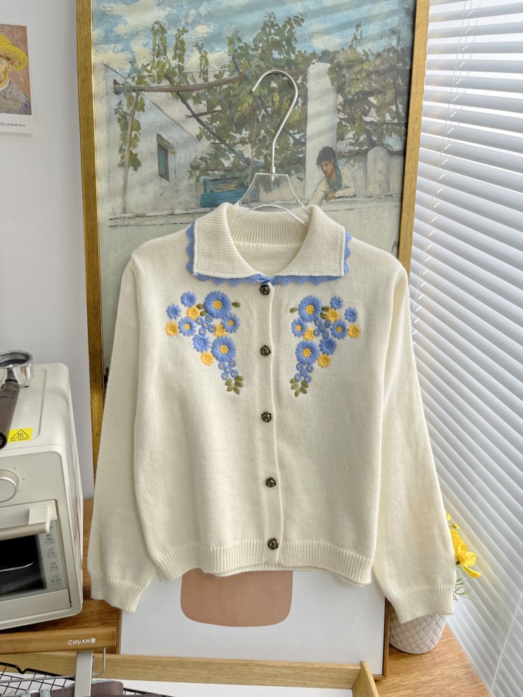 【outer】刺繍ニットカーデ　M25883