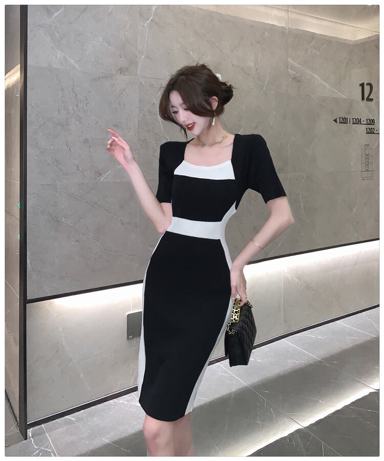 【dress】フランス風気質満点エレガントレディース体型カバー高級感ニットワンピース G13754