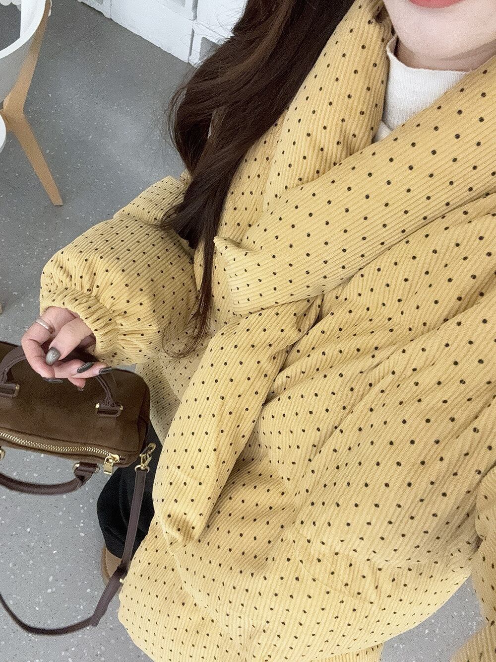 【outer】ドット柄ショートダウン　M28477