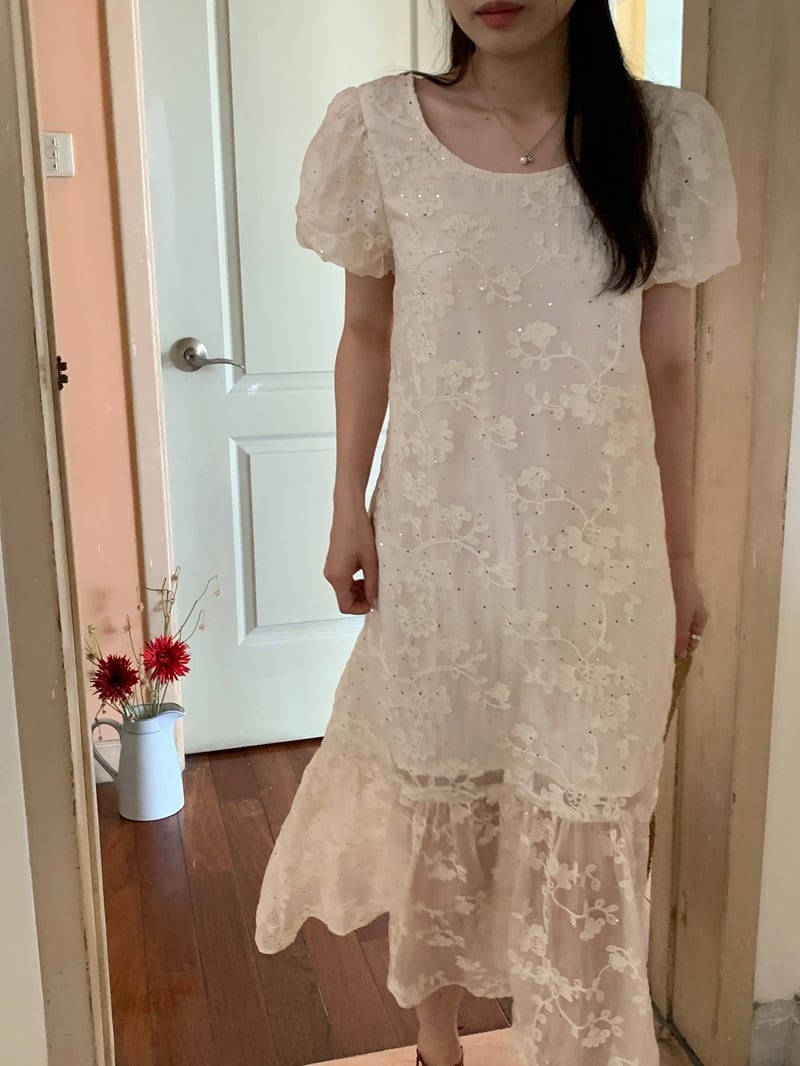 【dress】ジャカード刺繍ワンピース　M24731