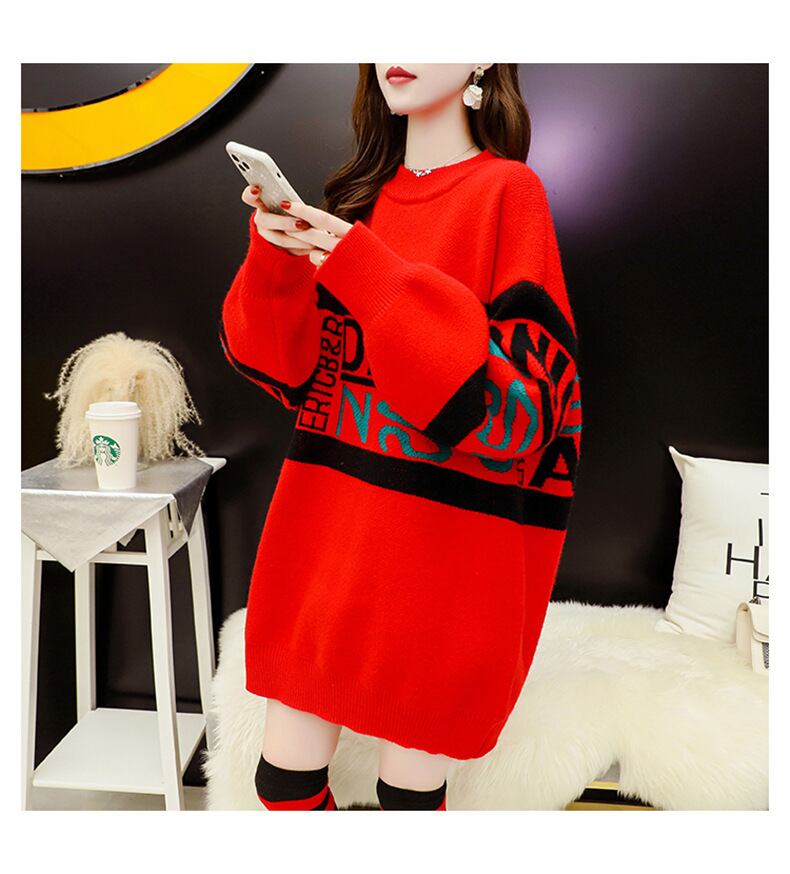 【tops】気質満点レトロ厚手秋冬新作ルーズゆったりニットセーター G4095