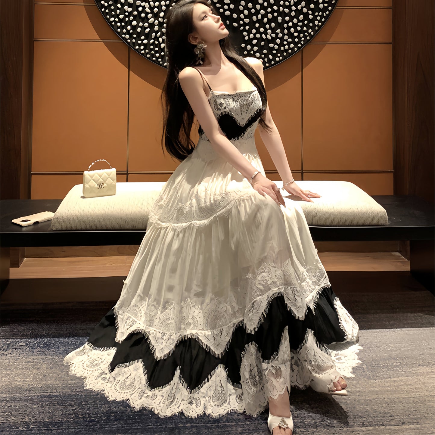 【dress】レースドッキングキャミワンピース　M31993