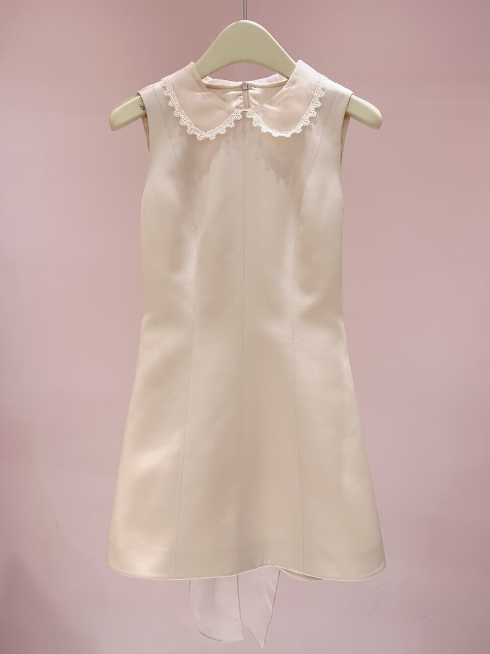 【dress】バックリボンレースドッキングミニワンピース　N3535