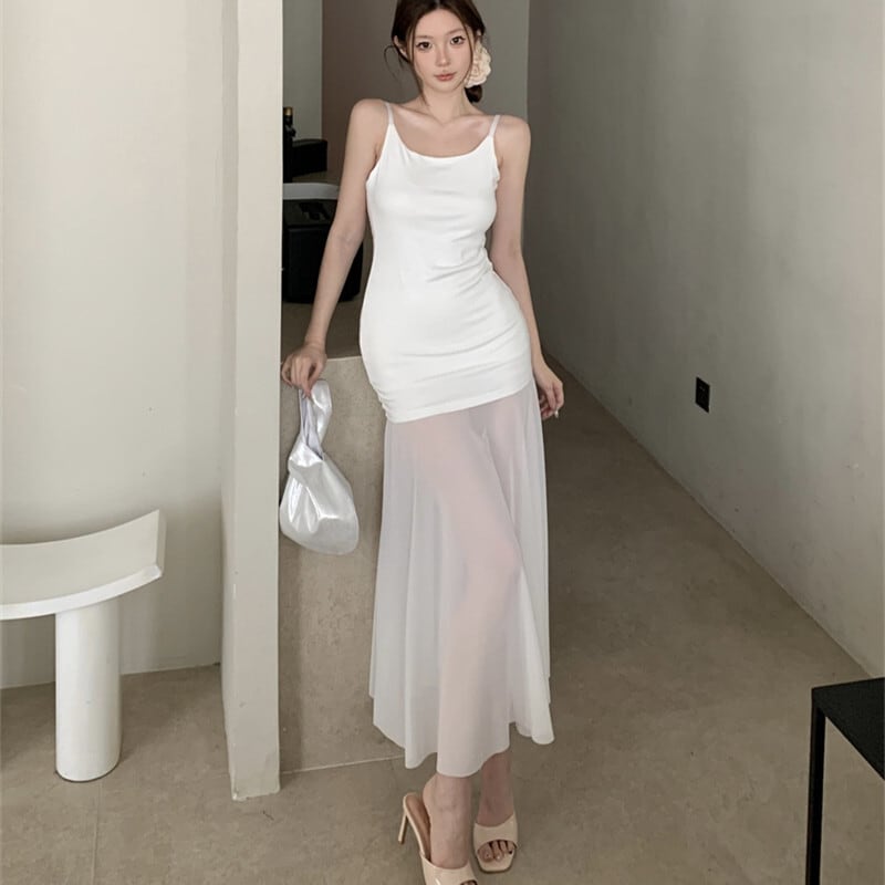 【dress】チュールコンビキャミワンピース　M29737