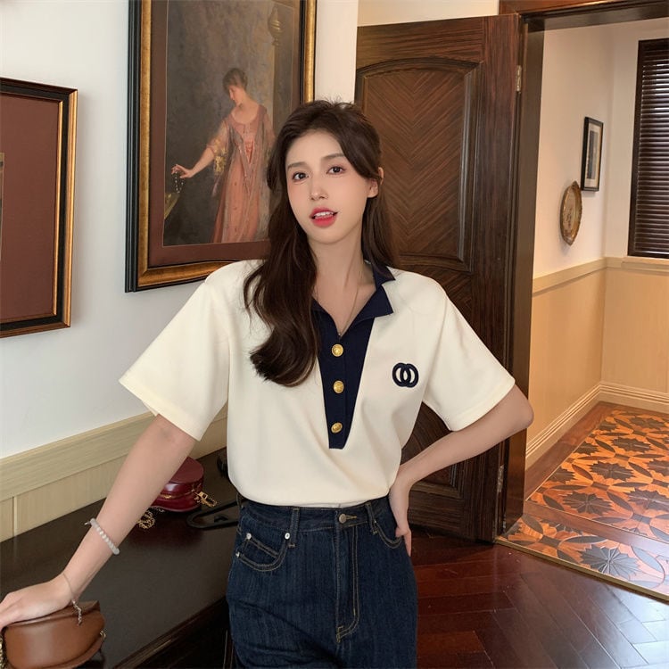 【tops】POLOネックデザインTシャツG21361