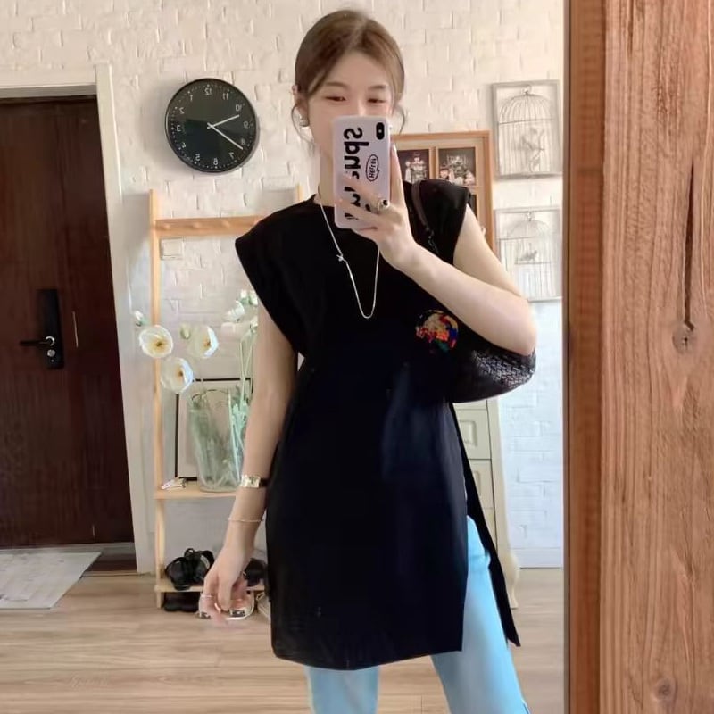 【tops】ノースリーブスリットタンクトップF7539