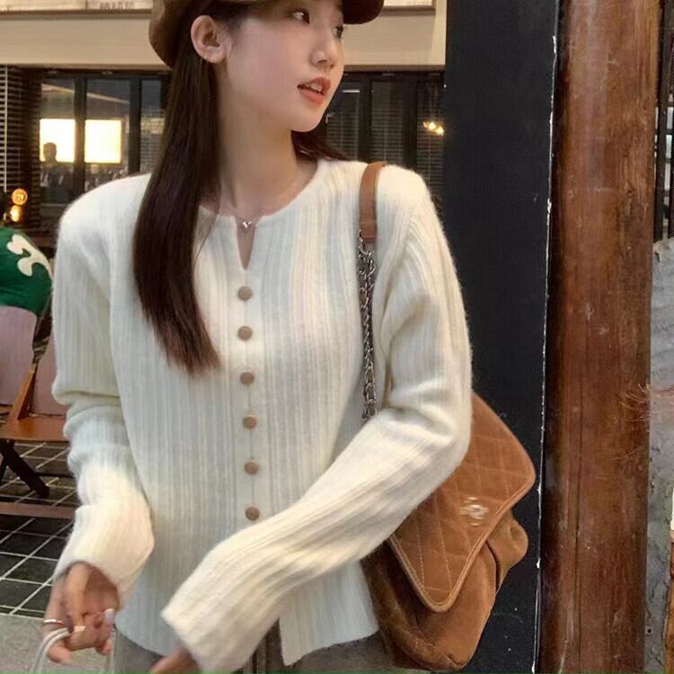 【tops】ボタンデザインニットトップス　M27150