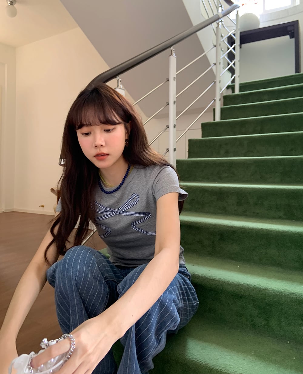 【tops】リボン付きTシャツ　M24988