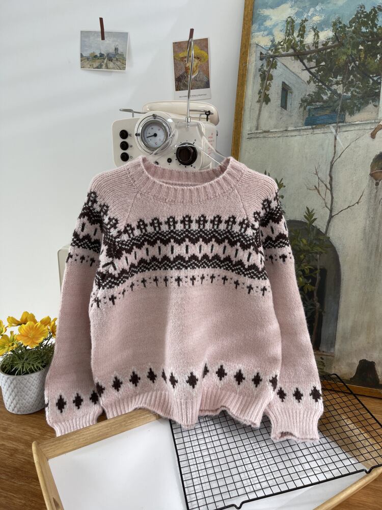 【tops】プリントニットセーター　M27509