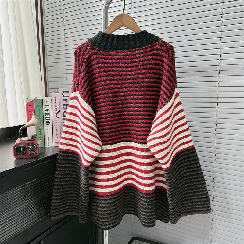 【outer】ボーダー柄ニットカーデ　M26888