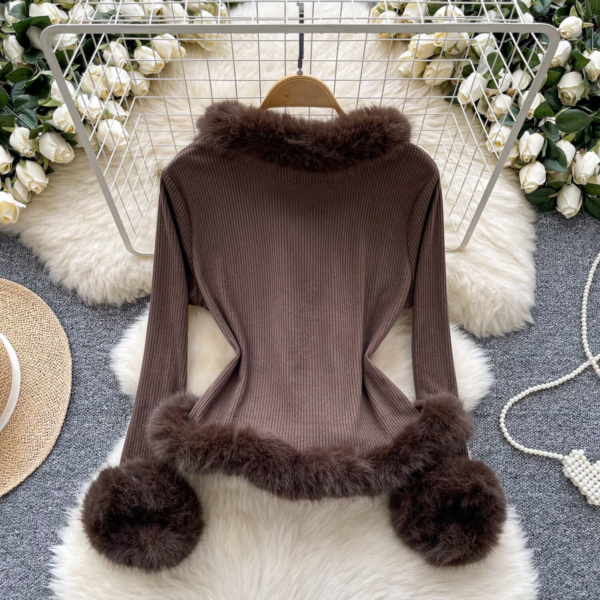 【tops】ファーニットトップス　N2777