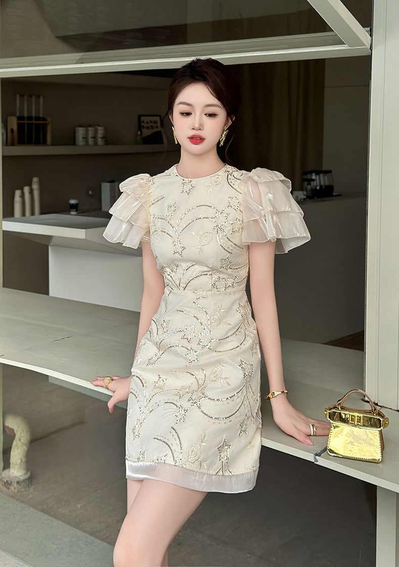 【dress】パフスリーブワンピース　M24177