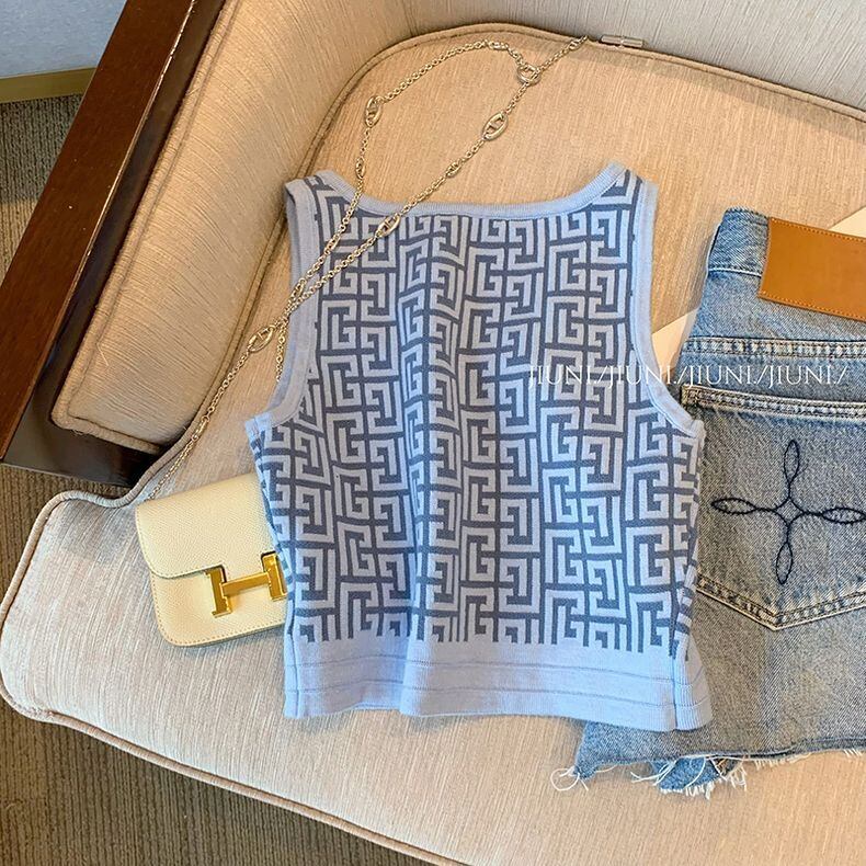 【tops】ノースリーブ人気ニットタンクトップF5354